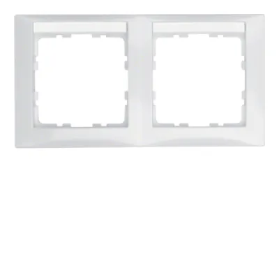 Berker Rahmen 2-fach 10228919 | Abdeckrahmen mit Beschriftungsfeld | S.1 waagerecht | Kunststoff polarweiß glänzend