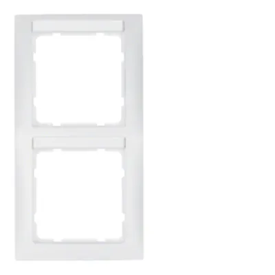 Berker Rahmen 2-fach senkrecht | Beschriftungsfeld | Unterputz | Kunststoff matt | polarweiß RAL 9010