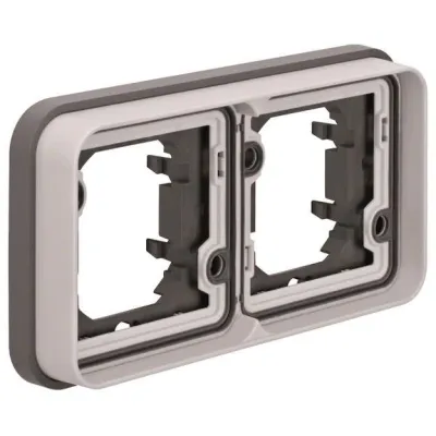 Berker Rahmen 2fach waagerecht 13293505 | Abdeckrahmen Unterputz | IP55 | Kunststoff Thermoplast | lichtgrau matt
