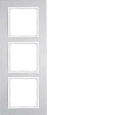 Berker Rahmen 3-fach B.3 10133904 | Abdeckrahmen Unterputz | Aluminium eloxiert matt | alu/polarweiß