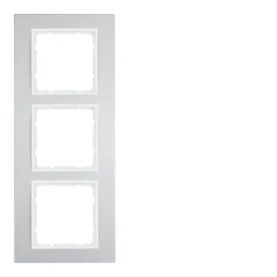 Berker Rahmen 3-fach B.3 10133904 | Abdeckrahmen Unterputz | Aluminium eloxiert matt | alu/polarweiß