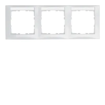 Berker Rahmen 3-fach 10238919 | Abdeckrahmen mit Beschriftungsfeld | Kunststoff Duroplast | polarweiß glänzend
