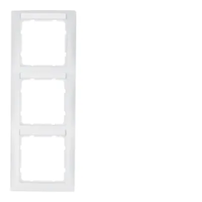 Berker 3-fach Rahmen senkrecht | Abdeckrahmen mit Beschriftungsfeld | polarweiß matt | IP20