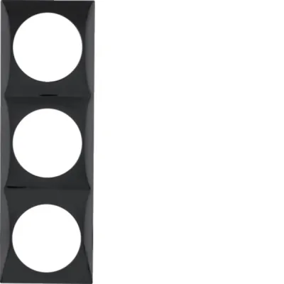 Berker Rahmen 3fach Integro Flow 918192510 | Unterputz-Einbaurahmen | Thermoplast | glänzend | schwarz RAL9005