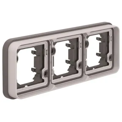 Berker 3-fach Rahmen waagerecht 13303505 | Abdeckrahmen W.1 | IP55 | lichtgrau matt | Kunststoff | Unterputz