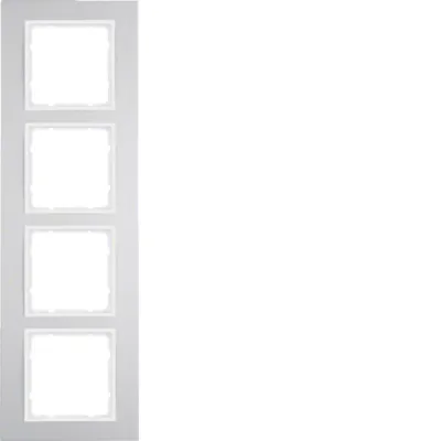 Berker Rahmen 4-fach B.3 10143904 | Abdeckrahmen UP | Aluminium matt | Alu/Polarweiß | horizontal & vertikal
