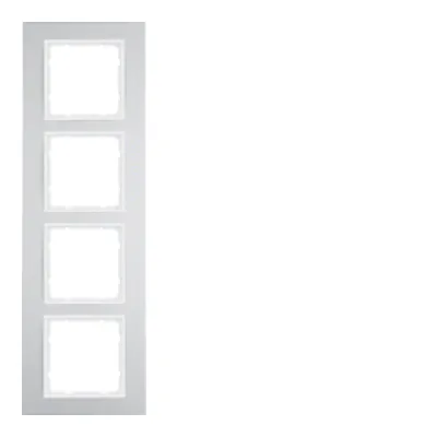 Berker Rahmen 4-fach B.3 10143904 | Abdeckrahmen UP | Aluminium matt | Alu/Polarweiß | horizontal & vertikal