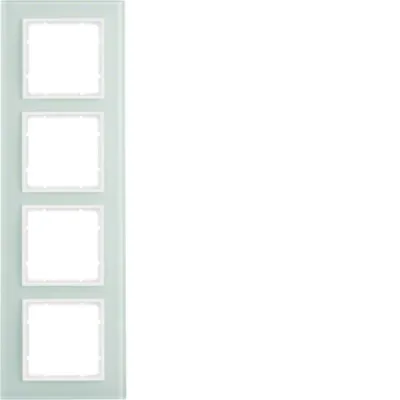 Berker Glasrahmen 4-fach B.7 10146909 | Abdeckrahmen Unterputz | aus gehärtetem Glas | polarweiß glänzend | 303x95mm