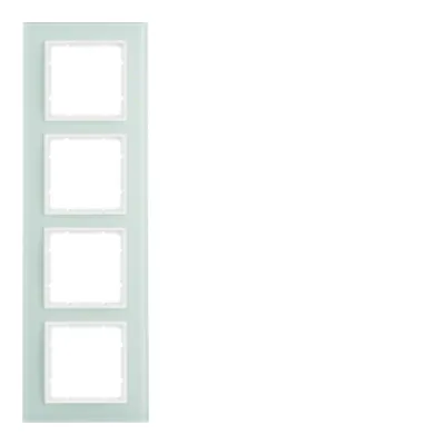 Berker Glasrahmen 4-fach B.7 10146909 | Abdeckrahmen Unterputz | aus gehärtetem Glas | polarweiß glänzend | 303x95mm