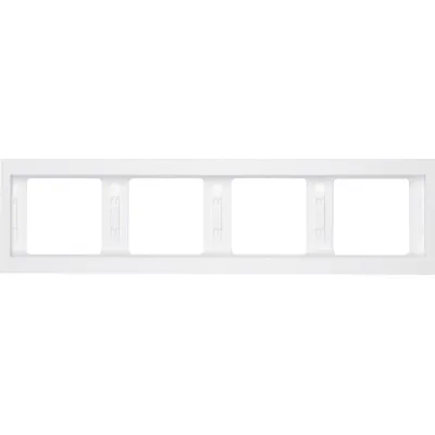 Berker Rahmen 4fach waagerecht K.1 13837009 | Abdeckrahmen Unterputz | Kunststoff glänzend | polarweiß RAL 9010