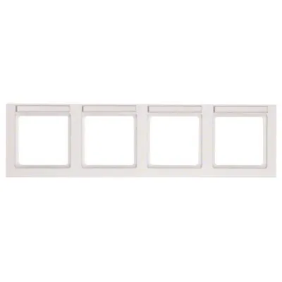 Berker Rahmen 4fach waagerecht 10246099 | Abdeckrahmen mit Beschriftungsfeld | Unterputz | Kunststoff | polarweiß matt