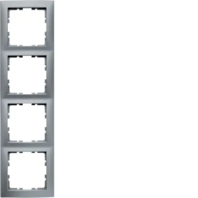 Berker Rahmen 4fach 10149939 | Abdeckrahmen Unterputz | Aluminium matt | halogenfrei | vertikal & horizontal | IP20