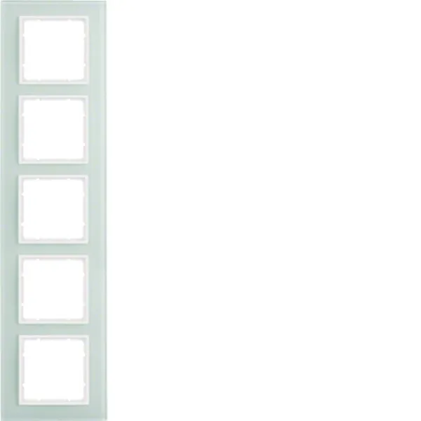 Berker Glasrahmen 5-fach B.7 | Abdeckrahmen Glas polarweiß RAL 9010 | horizontal oder vertikal montierbar