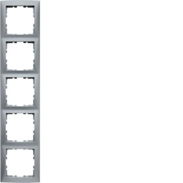 Berker Rahmen 5fach S.1 10159939 | Abdeckrahmen Unterputz | Aluminium matt | horizontal & vertikal | 80x365 mm | IP20