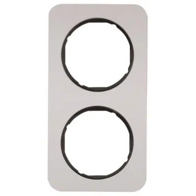 Berker Rahmen 2-fach R.1 10122184 | Abdeckrahmen Unterputz | Aluminium matt | waagerecht & senkrecht | Alu/Schwarz