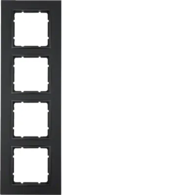 Berker Abdeckrahmen 4-fach B.7 10146626 | Rahmen für Unterputz-Installation | Kunststoff matt | anthrazit