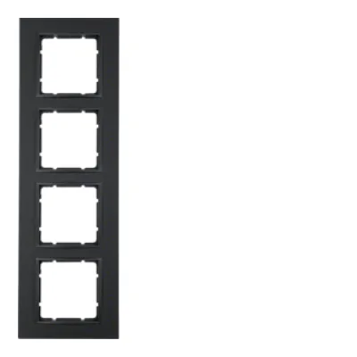 Berker Abdeckrahmen 4-fach B.7 10146626 | Rahmen für Unterputz-Installation | Kunststoff matt | anthrazit