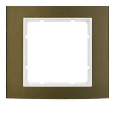 Berker Rahmen 1-fach B.3 10113021 | Abdeckrahmen Aluminium matt | Unterputz | waagerecht & senkrecht | braun/polarweiß