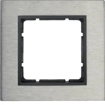 Berker Rahmen 1-fach B.7 10113606 | Unterputz Abdeckrahmen | Edelstahl gebürstet matt | anthrazit | 95x90mm | IP20