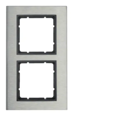 Berker Rahmen 2-fach B.7 | 10123606 | Abdeckrahmen Unterputz | Edelstahl gebürstet | vertikal | anthrazit | matt