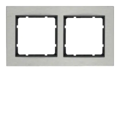 Berker Rahmen 2fach B.7 10223606 | Edelstahl gebürstet | waagerecht | Metall matt | Unterputz | anthrazit | IP20