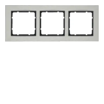 Berker Rahmen 3-fach B.7 10233606 | Abdeckrahmen Edelstahl/Anthrazit | waagerecht | Edelstahl matt | Unterputz | IP20