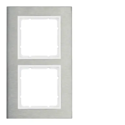 Berker Rahmen 2fach B.7 10123609 | Edelstahl gebürstet | polarweiß | vertikal | Unterputz | matt | halogenfrei