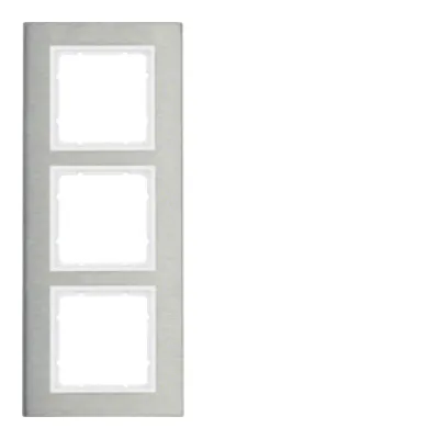 Berker Rahmen 3-fach B.7 10133609 | Edelstahl gebürstet matt | vertikal | Unterputz | polarweiß