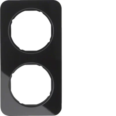 Berker Rahmen 2-fach R.1 10122116 | Glas schwarz | Unterputz | glänzend | 81,2x152,2 mm | Design Abdeckrahmen