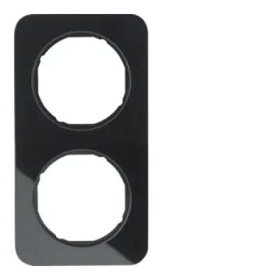Berker Rahmen 2-fach R.1 10122116 | Glas schwarz | Unterputz | glänzend | 81,2x152,2 mm | Design Abdeckrahmen