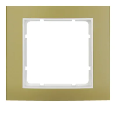 Berker Rahmen 1-fach B.3 10113046 | Abdeckrahmen Unterputz | Aluminium matt eloxiert | Gold/Polarweiß | IP20 | IK07