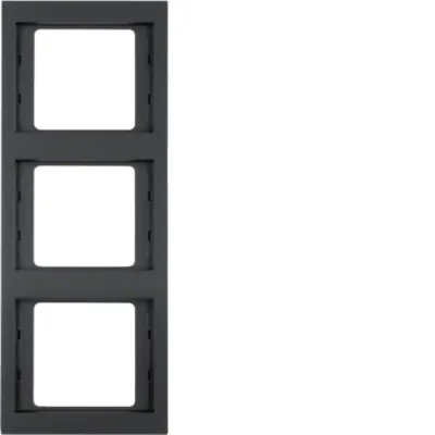 Berker Rahmen K.1 13337006 | 3-fach senkrecht | Abdeckrahmen UP | Kunststoff matt lackiert | anthrazit RAL 7021