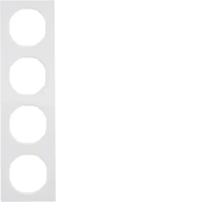 Berker Rahmen R.3 10142289 | 4-fach Abdeckrahmen | Unterputz | glänzend | Thermoplast | polarweiß RAL 9010