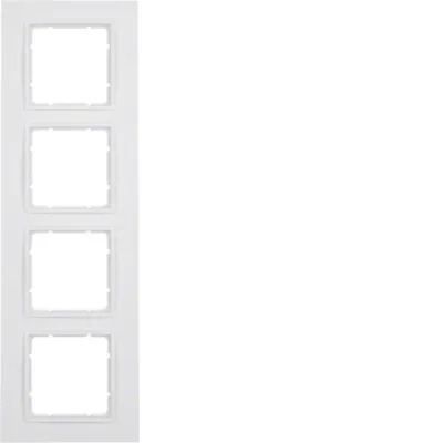 Berker Rahmen 4-fach B.7 10146919 | Abdeckrahmen | polarweiß matt | Kunststoff | Unterputz | waagerecht & senkrecht