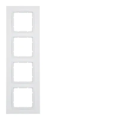 Berker Rahmen 4-fach B.7 10146919 | Abdeckrahmen | polarweiß matt | Kunststoff | Unterputz | waagerecht & senkrecht
