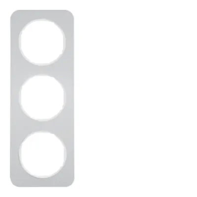 Berker Rahmen 3-fach R.1 10132174 | Abdeckrahmen Aluminium matt | horizontal/vertikal | Alu polarweiß | Unterputz IP20