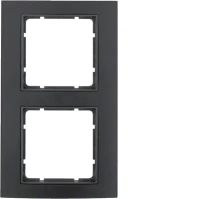 Berker Rahmen 2-fach B.3 10123005 | Abdeckrahmen Aluminium eloxiert | Unterputz | schwarz anthrazit
