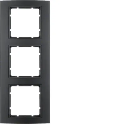 Berker Rahmen 3-fach B.3 | 10133005 | Abdeckrahmen Aluminium eloxiert | Unterputz geeignet | schwarz/anthrazit matt