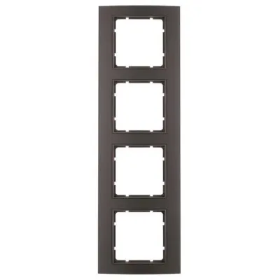 Berker Rahmen 4-fach B.3 10143005 | Abdeckrahmen Aluminium schwarz anthrazit matt | Unterputz | waagerecht & senkrecht