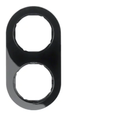 Berker Rahmen 2-fach R.Classic 10122045 | Abdeckrahmen Unterputz | Thermoplast | glänzend | schwarz | RAL 9005