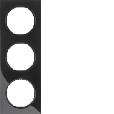 Berker Rahmen 3-fach R.3 10132245 | Abdeckrahmen Unterputz | Thermoplast | schwarz glänzend | 80,7x222,7mm