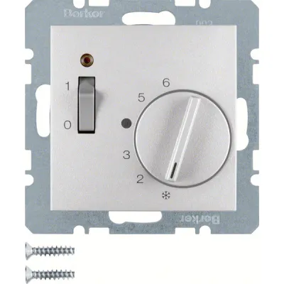 Berker Raumtemperaturregler 20301404 | Raumthermostat Unterputz | 250V 10A | Öffner | LED | Bimetall | Alu matt