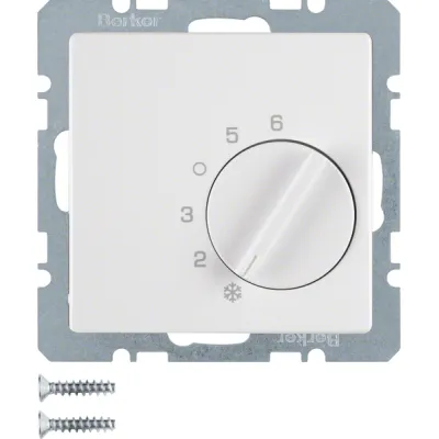 Berker Raumtemperaturregler 20266089 Q.1/Q.3 | Unterputz | Wechsler | Bimetall | 5–30 °C | IP20 | polarweiß samt