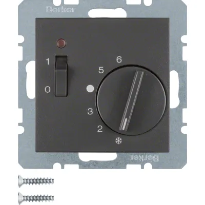 Berker Raumtemperaturregler Unterputz Thermostat | anthrazit matt | 250V 10A | Bimetall | Nachtabsenkung