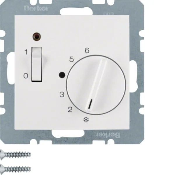 Berker Raumtemperaturregler 20301909 | Unterputz Thermostat | Bimetall | 5–30 °C | LED | Öffner | 250V | polarweiß matt