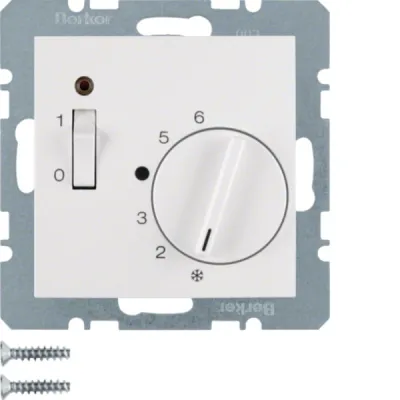 Berker Raumtemperaturregler 20308989 | Thermostat Unterputz | Bimetall | Nachtabsenkung | S.1/B.3/B.7 | polarweiß