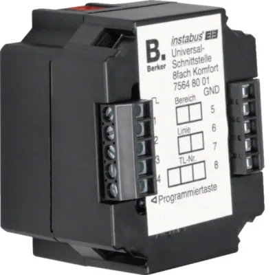Berker Universalschnittstelle 8fach 75648001 KNX UP | Binäreingang | LED ansteuerbar | 8 Eingänge | Unterputz | schwarz