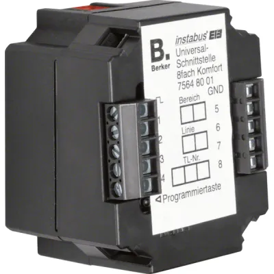 Berker Universalschnittstelle 8fach 75648001 KNX UP | Binäreingang | LED ansteuerbar | 8 Eingänge | Unterputz | schwarz