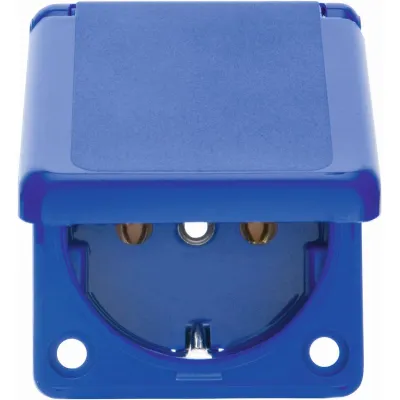Berker SCHUKO Einbausteckdose 7429635 | Steckdose Unterputz Typ F | Klappdeckel | 16A 250V | IP20 | Blau | Kunststoff