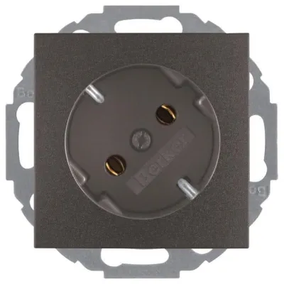 Berker SCHUKO Steckdose 47271606 | 45° versetzt | Unterputz | 16A 250V | Steckklemmen | anthrazit matt | Kunststoff